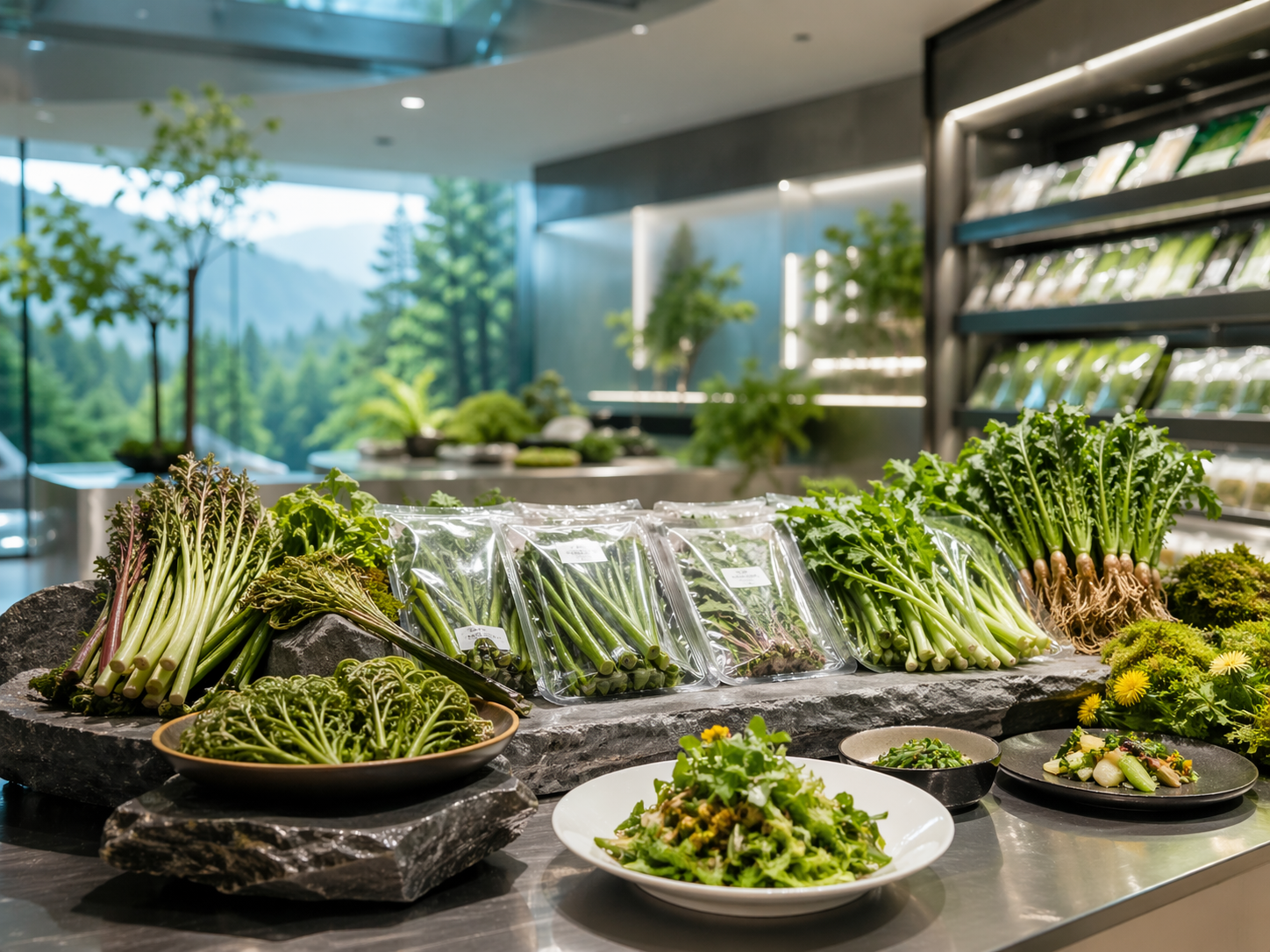 森林鲜蔬与山野菜未来餐桌场景