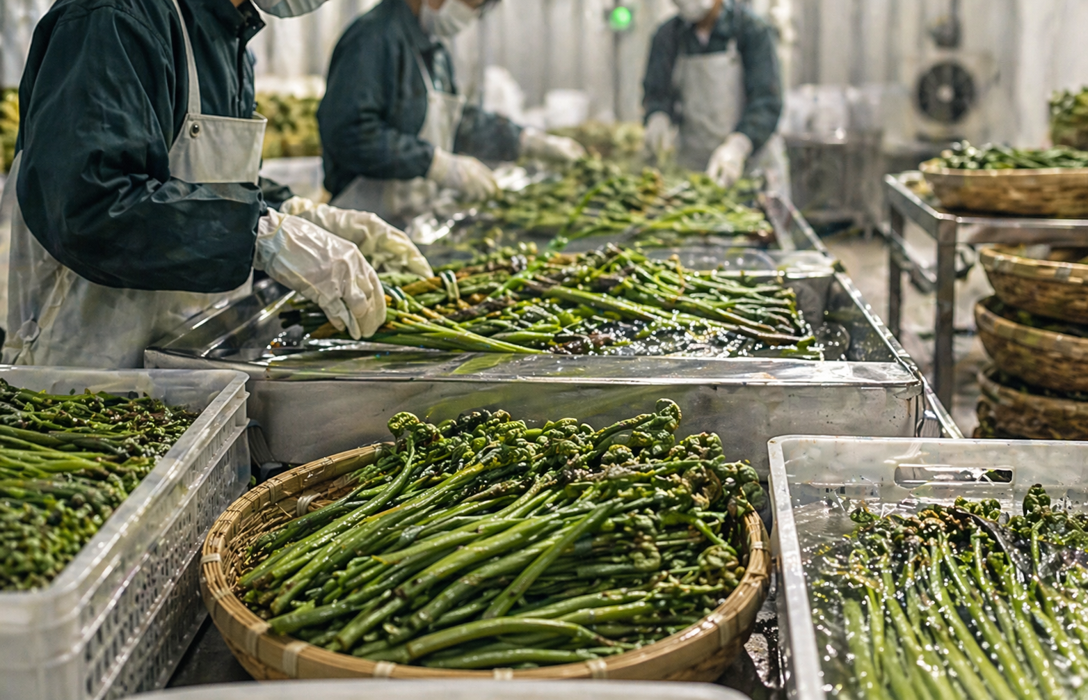 蕨菜从分级整理到冷链交付的标准化链路